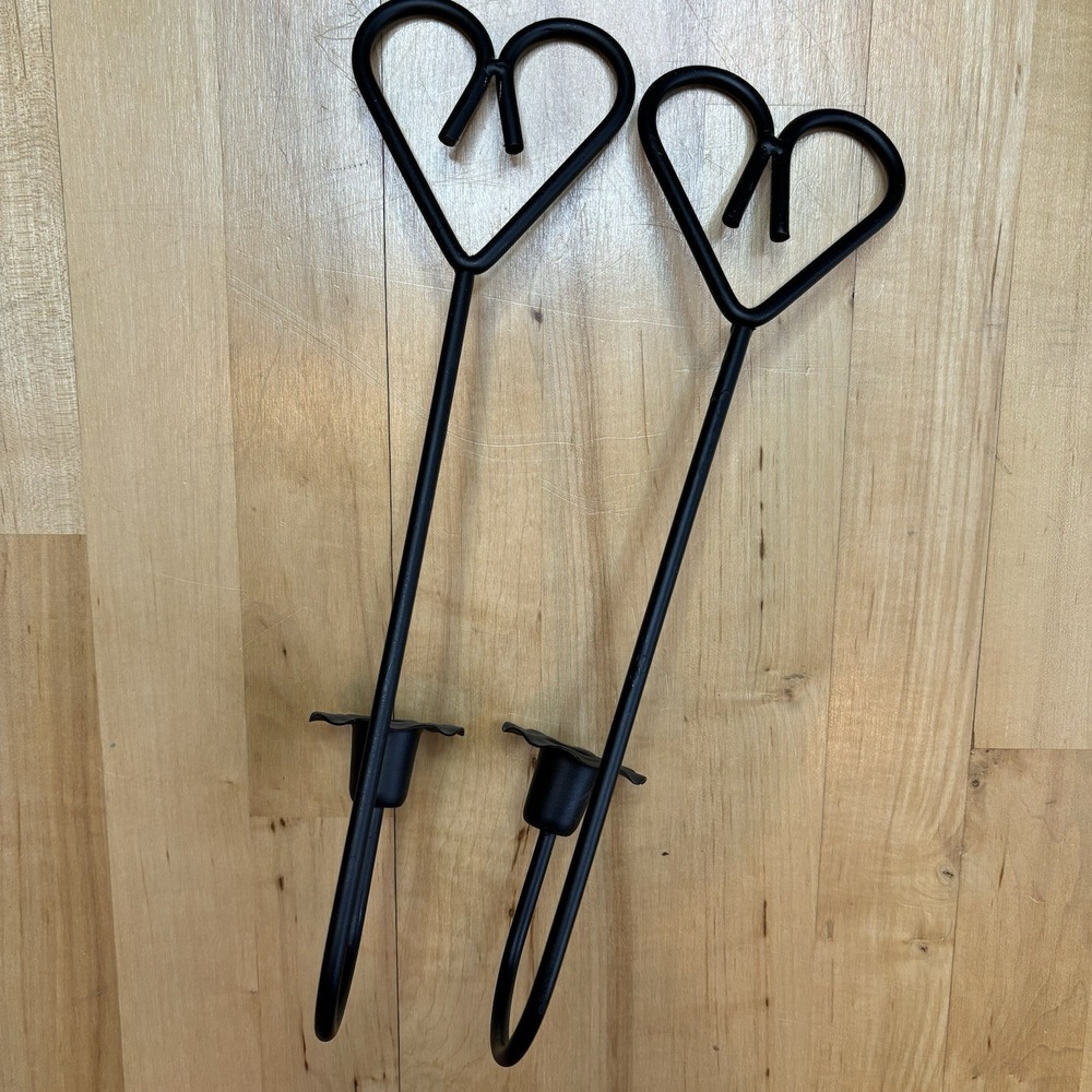 Vintage Black Heart Candle Sconces Country Rustic Gothic‎ Wrought Iron Cottage
